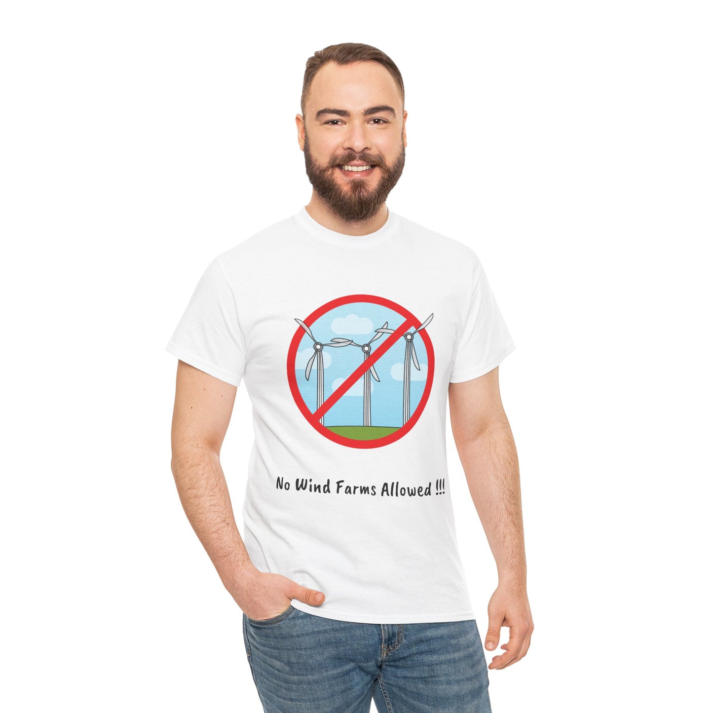 Unisex Heavy Cotton Tee - No Wind Farms Allowed !!!